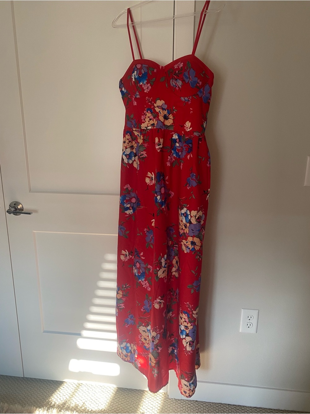 B.O.G Collection Red Floral Maxi Dress